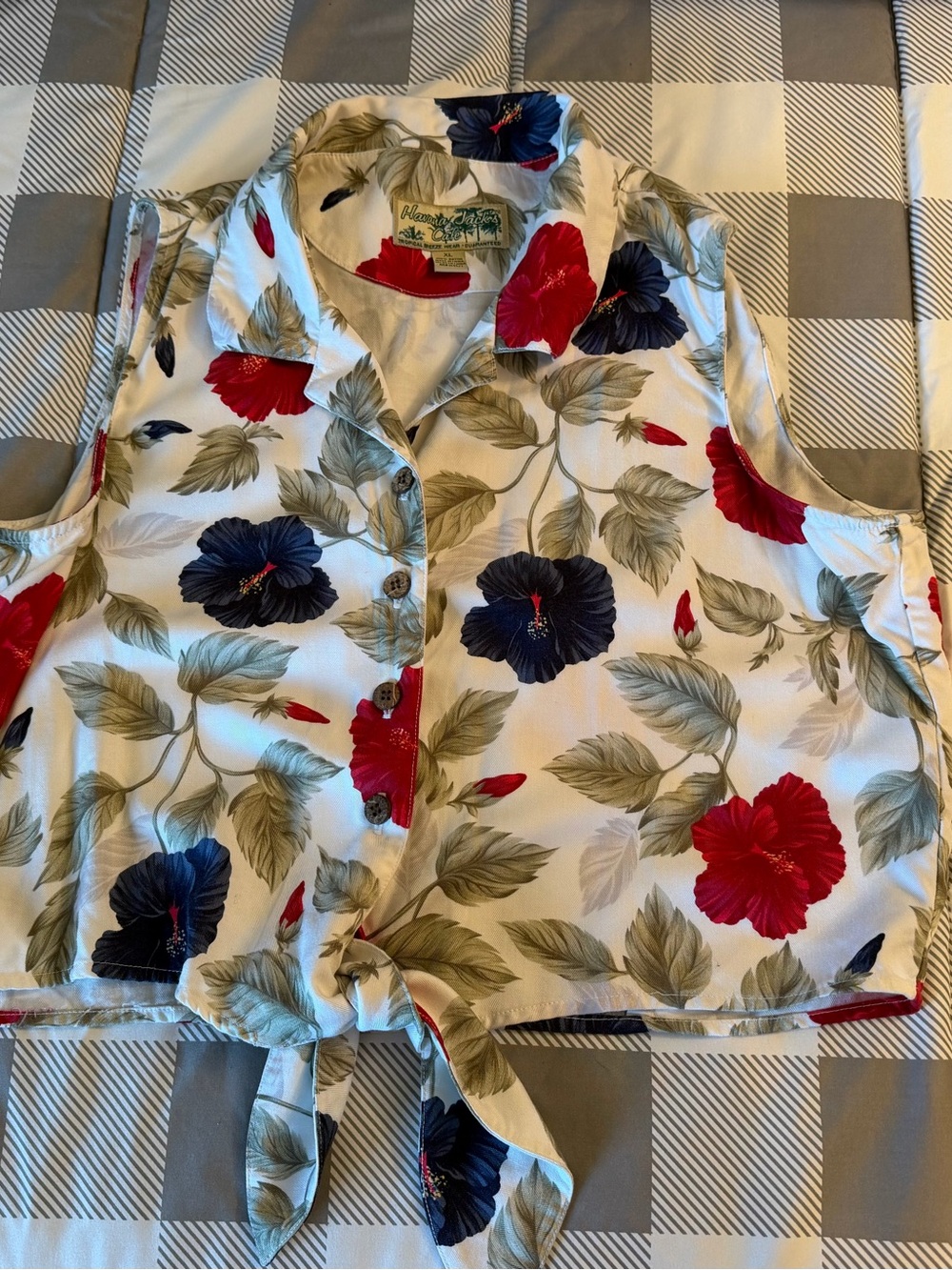 Tropical Tie-Front Camisole bold Florals sleeveless Tropical